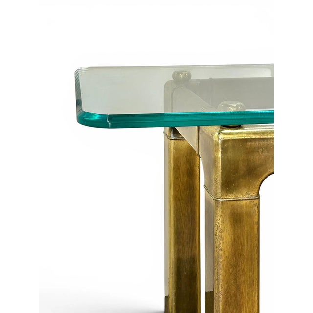 Metal Mid 20th Century Attributed Mastercraft Brass & Glass Console Table For Sale - Image 7 of 11