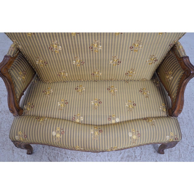 Austoria French Louis XV Wide Seat Bergere Chair W. Ottoman For Sale - Image 12 of 18