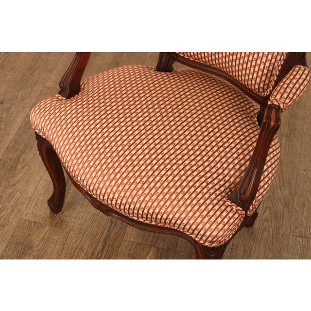 Brown Antique French Louis XV Style Fauteuil Armchairs - A Pair For Sale - Image 8 of 12