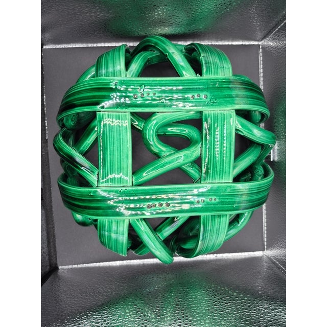 Postmodern Green Ceramic Braided Woven Abstract Centerpiece Bowl For Sale - Image 10 of 11