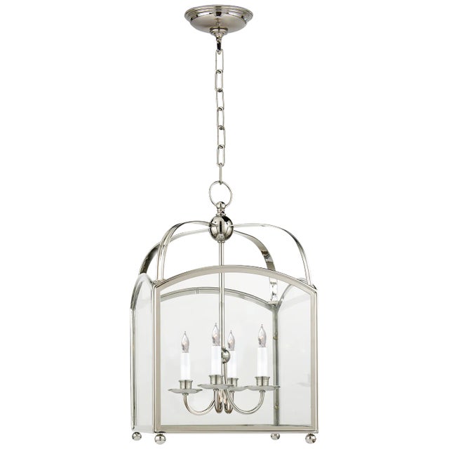 Chapman & Myers for Visual Comfort Signature Arch Top Small Lantern in Polished Nickel For Sale