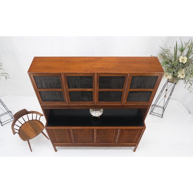 Dunbar Walnut Two Part Sideboard Credenza Breakfront Carved Slate Inserts MINT! For Sale - Image 16 of 18