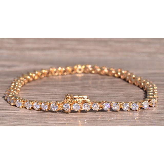 Contemporary The Valley Center: Yellow Gold Martini Set Diamond Bracelet For Sale - Image 3 of 6