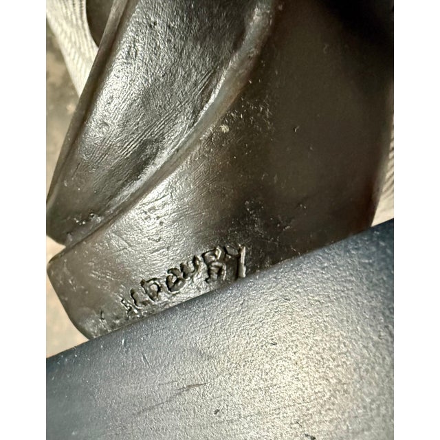 Metal Zvi Aldouby, Modernist Israeli Bronze Sculpture Abstract Mother & Child Zvi Yehuda Aldouby For Sale - Image 7 of 17