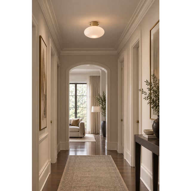 White 21st Century Uno Polished Brass and Glossy White Murano Flush Mount by Fabio LTD For Sale - Image 8 of 8