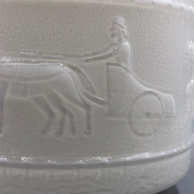 Large Neoclassical Opaline Glass Vase with a Chariot Relief by Opaline Florence, Italy, 1919 For Sale - Image 12 of 15