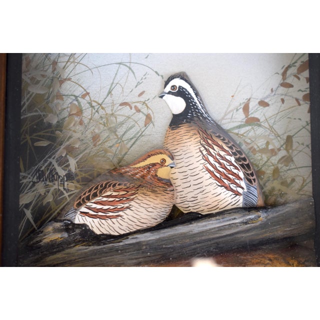 1960s Abercrombie & Fitch X Hand Painted Quail Composition Relief Sculpture & Landscape by Joseph Q. Whipple (Signed & Dated 4/62) For Sale - Image 5 of 5