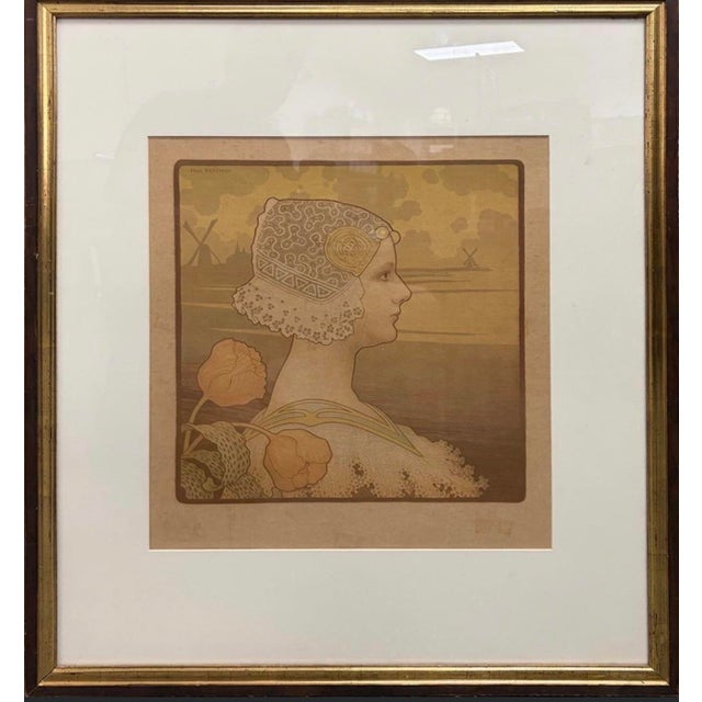 Paul Berthon 1901 "Queen Wilhelmina" Art Nouveau Lithograph — Framed, Heritage Galleries Provenance For Sale - Image 4 of 4