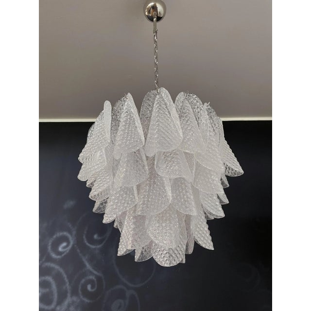Glass Vintage Italian Murano Glass Chandelier with 41 Rondini Glass Petals, 1980s For Sale - Image 7 of 18
