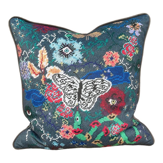 Velvet "Nightswimming" Original Feather Down Pillow, Custom For Sale