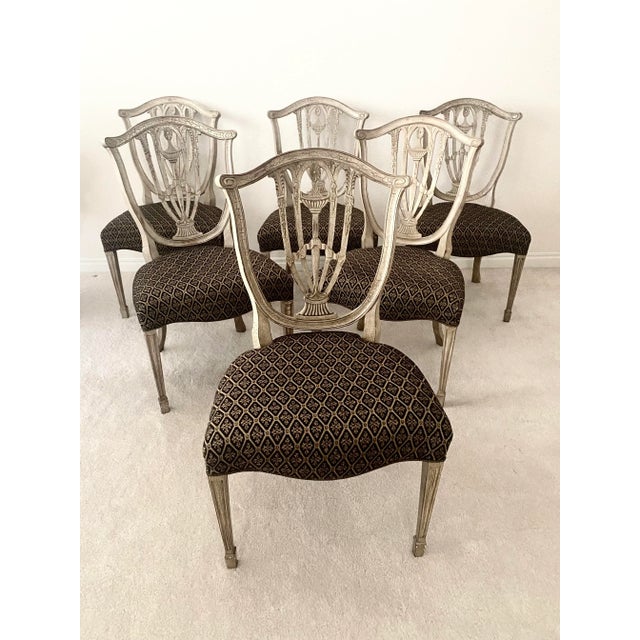 Late 20th Century Hepplewhite Style Intricate Shield Back Set of Six Chairs Mint Condition For Sale - Image 18 of 18