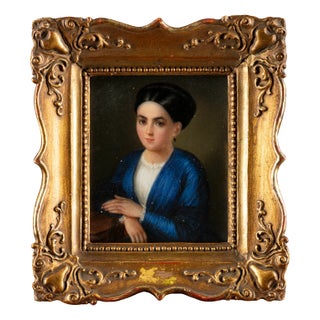 Natale Schiavoni, Portrait of His Sister, 18th Century, Oil on Cardboard, Framed For Sale