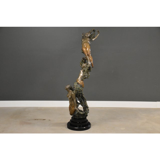 Abstract 1990s Spiral Helix X Bronze Statue by Mary Louise Snowden For Sale - Image 3 of 14