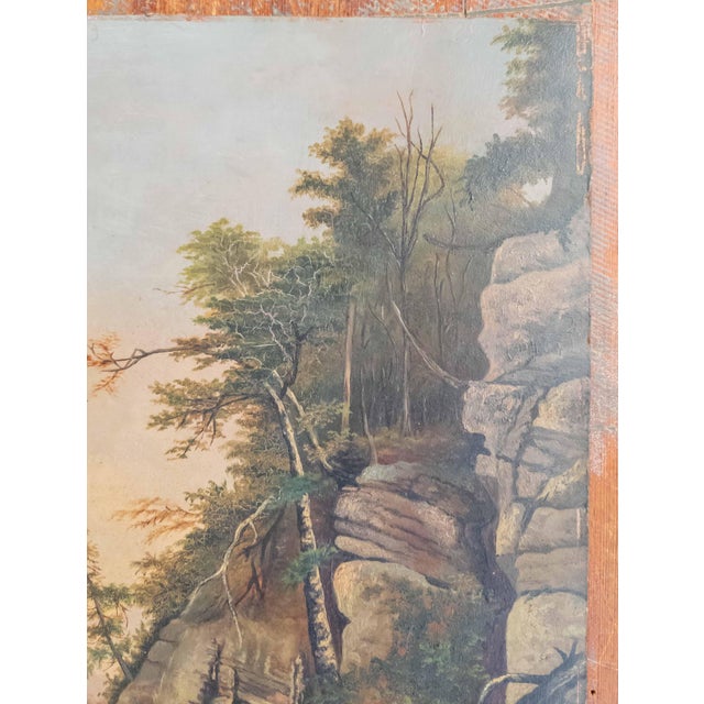 19th Century American Hudson River School Landscape Painting on Academy Board For Sale - Image 4 of 8