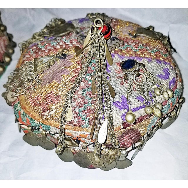 1950s Pair of Embroidered Tribal Wedding Hats For Sale - Image 4 of 9