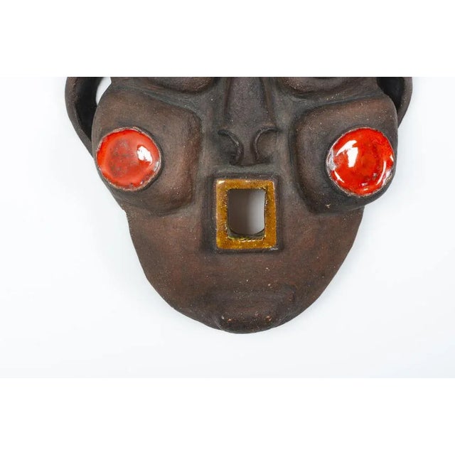 Brown Vintage African Wall Mask, 1950s For Sale - Image 8 of 10