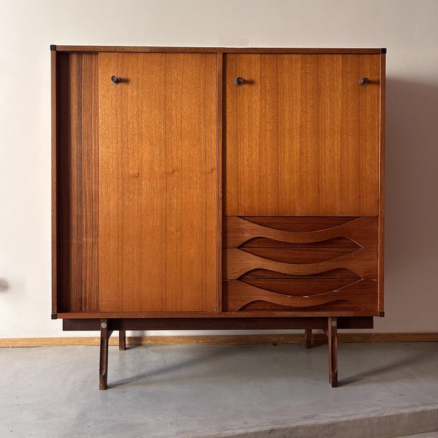 Italian Highboard in Teak with Sliding Doors from Dassi, 1960s For Sale - Image 14 of 14