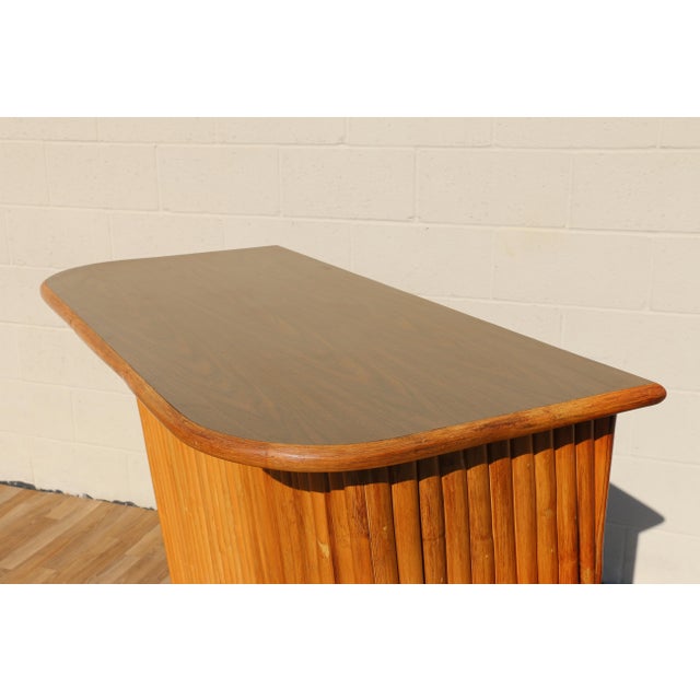 Mid-Century Modern Mid Century Vintage Bamboo Tiki Bar | Tropical Coastal Bohemian Bar Cabinet For Sale - Image 3 of 18
