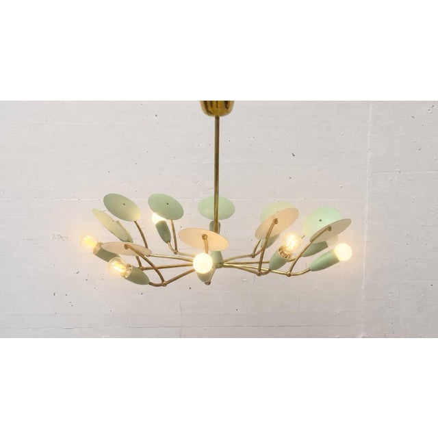 Metal Mid-Century Italian Chandelier in Brass, 1950s For Sale - Image 7 of 11