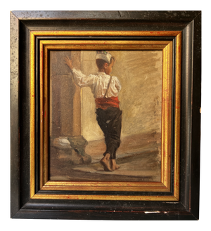 Neapolitan Artist, Genre Scene, 19th Century, Oil on Panel, Framed