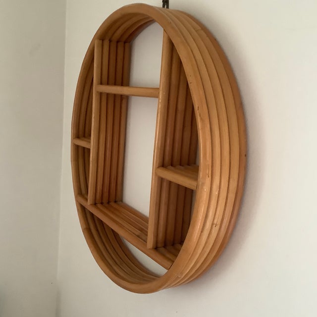 Vintage Bentwood Rattan Circle Wall Shelf | Chairish