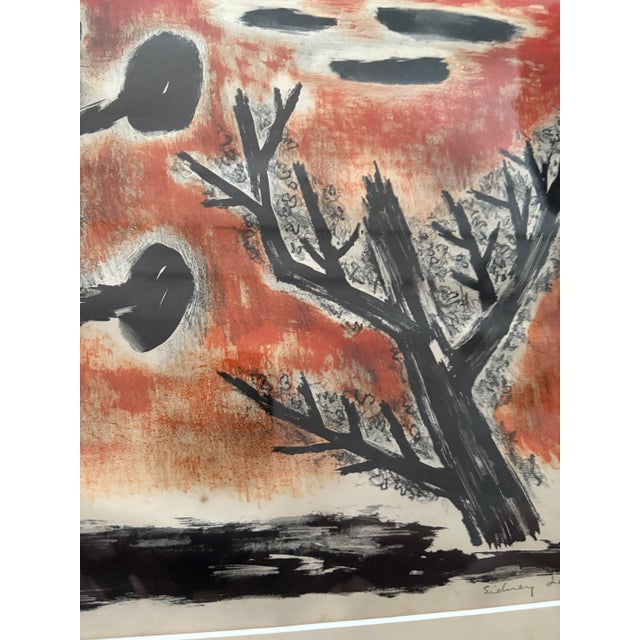 Mid-Century Modern Sidney Laufman Red Sky Lithograph in Original Frame For Sale - Image 3 of 4