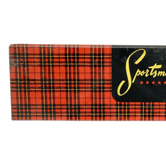Mid-Century Modern Sportsman Plaid Metal Box For Sale - Image 3 of 9