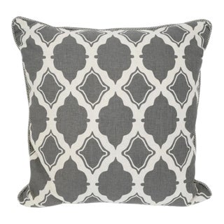 Grey Moorish Print Down Pillow For Sale