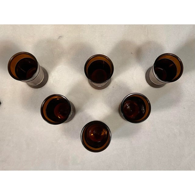 6 Pc Vintage Siesta Ware Conquistador Set With Packaging Walnut Wrap Tumblers Benner Glass Co., 60’s For Sale In Greenville, SC - Image 6 of 12