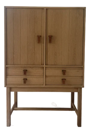 Kurt Ostervig Oak Cabinet With Leather Pulls