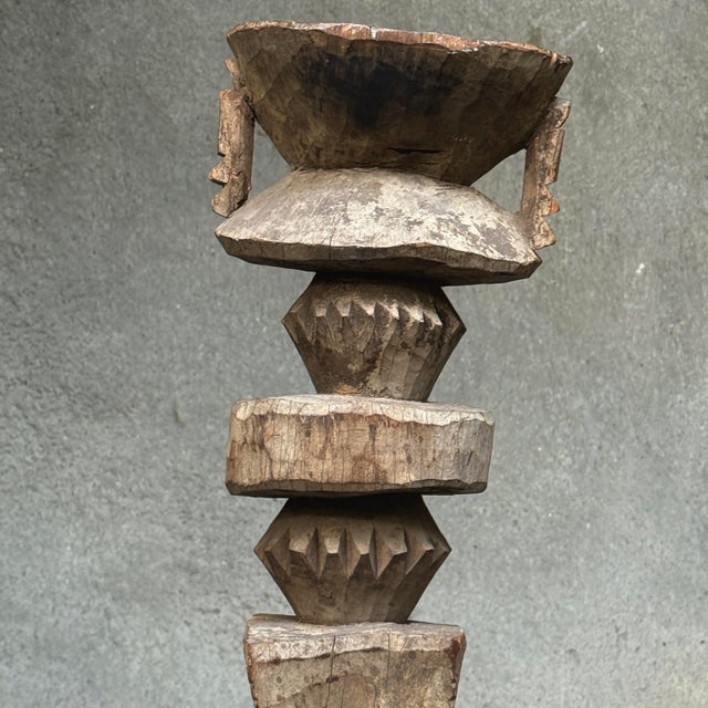 Large Antique Abstract Hand-Carved Nupe House Post on Custom Stand For Sale - Image 9 of 12