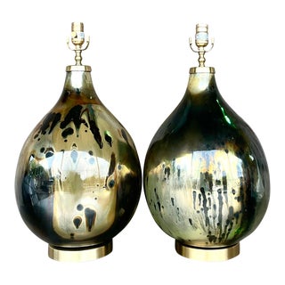 Vintage Boho Smoked Mercury Glass Lamps - a Pair For Sale