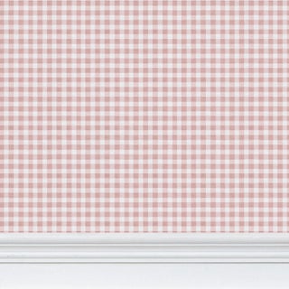 Austen Gingham Small Check Traditional Wallpaper – Powder Pink 3 Yard Roll For Sale
