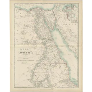 Antique Map of Egypt by Johnston, 1909 For Sale