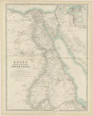 Antique Map of Egypt by Johnston, 1909