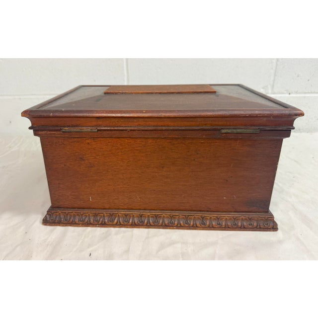 Quality Antique 19th Century Handmade Mahogany Wood Wooden Jewelry Sewing Box For Sale - Image 9 of 11
