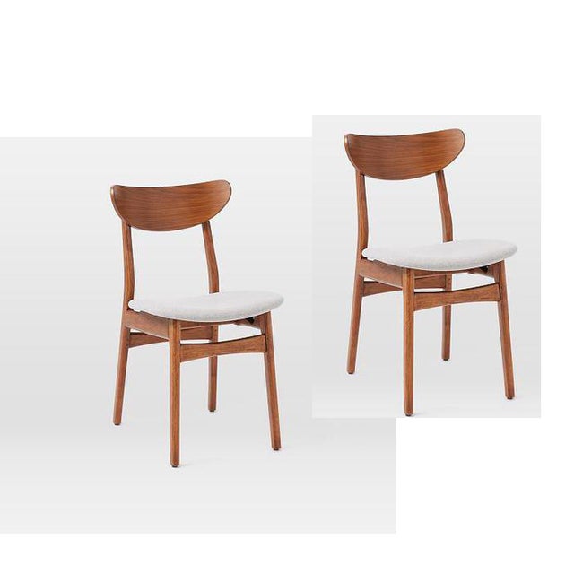 West Elm Classic Cafe Upholstered Dining Chairs A Pair