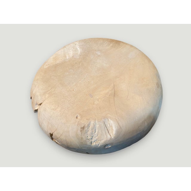 Andrianna Shamaris St. Barts Teak Wood Drum Coffee Table For Sale - Image 11 of 18