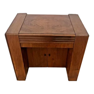 1930s Art Deco Secretary Desk Hide Away Top Door Double Lower Cabinet With Shelf