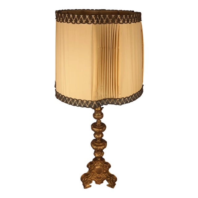 Antique Table Lamp in Wood and Brass, 1890s For Sale