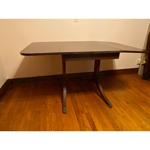 Vintage Brown Wood Versatile Drop Leaf Double Pedestal Dining Table For Sale - Image 18 of 18