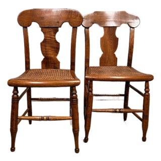 Pair of Antique Tiger Maple Chairs For Sale