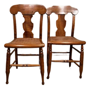 Pair of Antique Tiger Maple Chairs