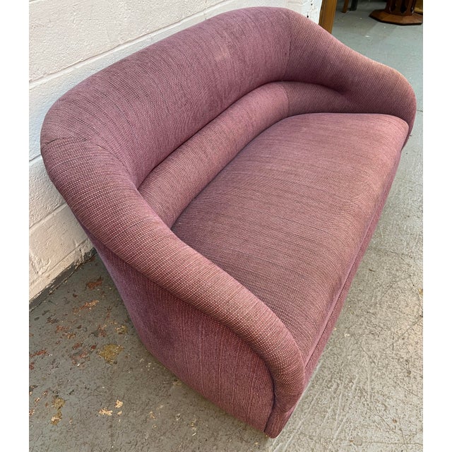 Textile Vintage Upholstered Mid-Century Modern Sculptural Loveseat For Sale - Image 7 of 15