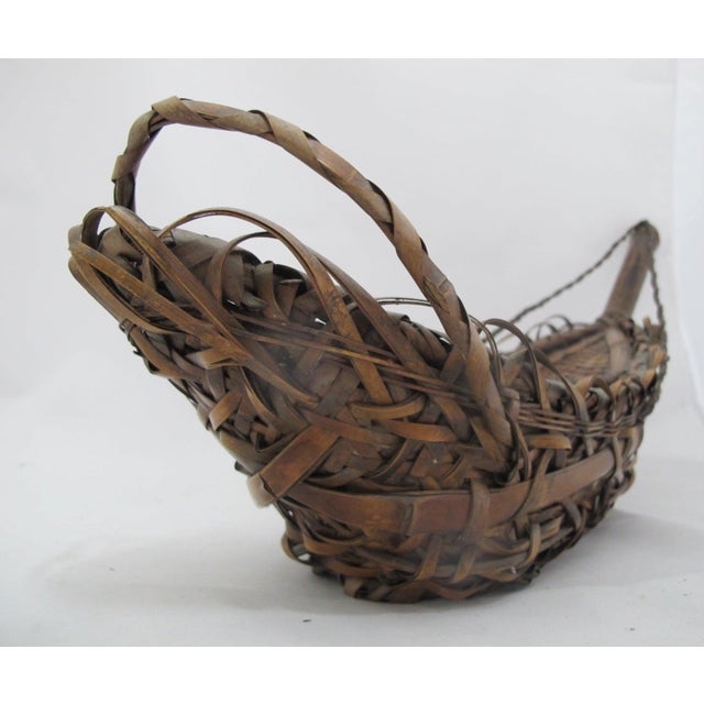 Wood Japanese Ikebana Funagata Boat Shaped Flower Arranging Basket For Sale - Image 7 of 11