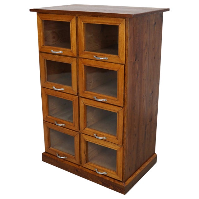 Vintage Dutch Beech & Pine Haberdashery Shop Cabinet / Vitrine, 1950s For Sale