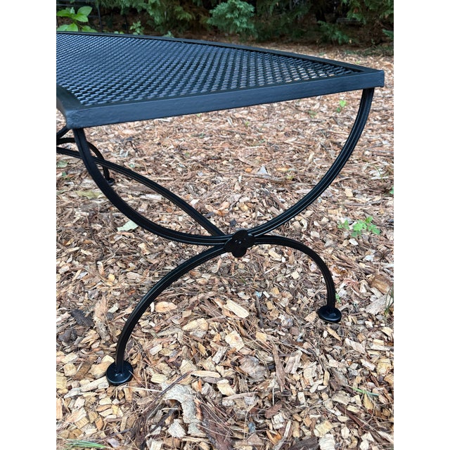 Onyx Vintage Salterini Style Curved Wrought Iron Garden Bench, Restored For Sale - Image 8 of 10