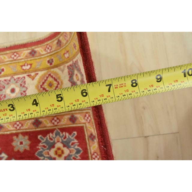 Kazak Rug 4’1” X 5’11” Red Wool Tribal Hand-Knotted Oriental Carpet For Sale - Image 11 of 13