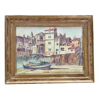 A. Bianne, Martigues, Provence, 1930, Watercolor, Framed For Sale