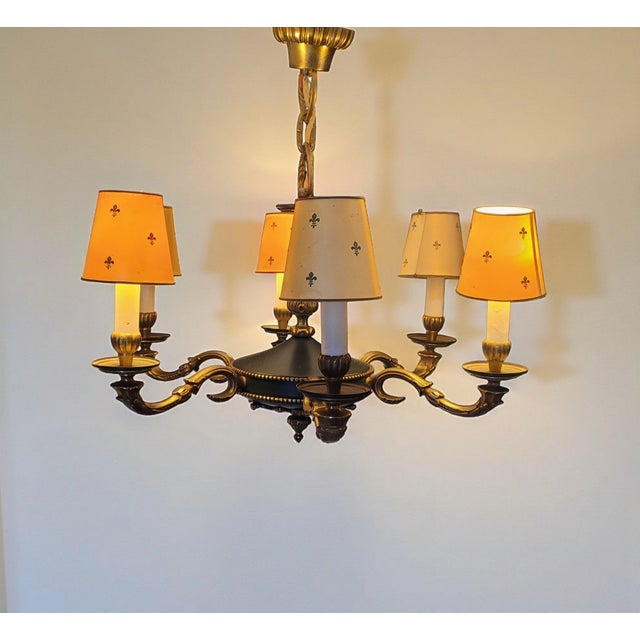 Large Antique French Brass Chandelier, 1900s For Sale - Image 10 of 12